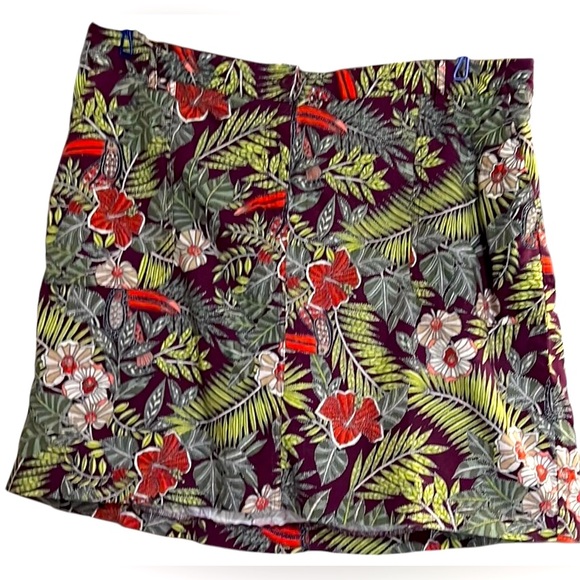 CJ BANKS Burgundy/Lime Green/Orange/White Floral Mini Linen Skort, Sz 1X, GUC. - Picture 1 of 10